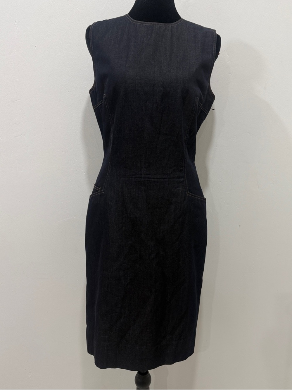 Vintage Woolworths Sleeveless Sheath Dress in Dark Denim
